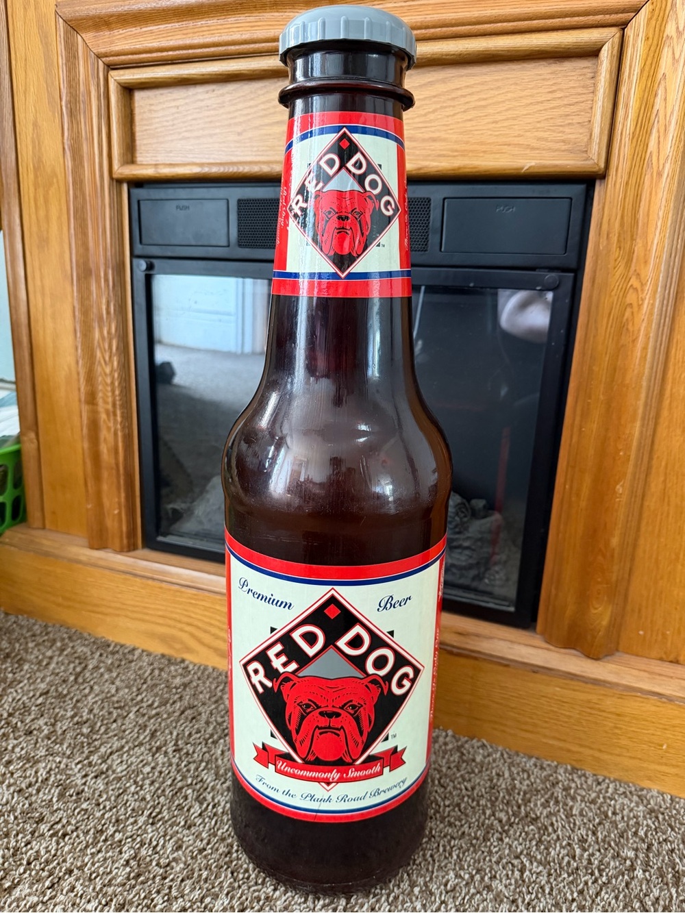 Vintage Red Dog Beer Bottle Coin Bank Plank Road Brewery 1990s Breweriana